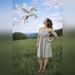 Striped Grey Sleeveless Dress